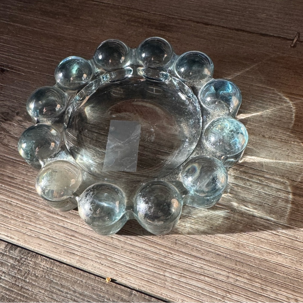 vintage blue glass boopie bubble ashtray or trinket dish